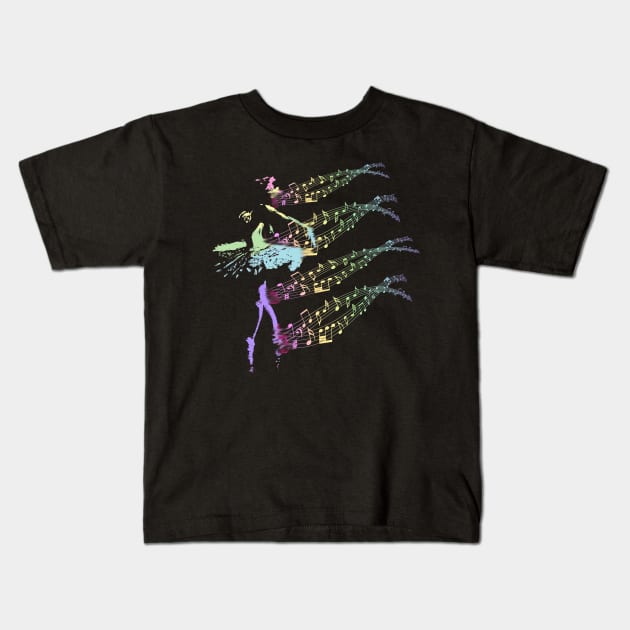 Rainbow Ballerina Kids T-Shirt by CarolineArts